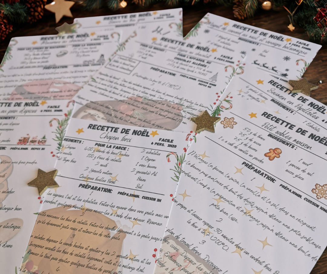 Lot de 8 cartes recettes de Noël – Fiches de cuisine faciles – Image 2