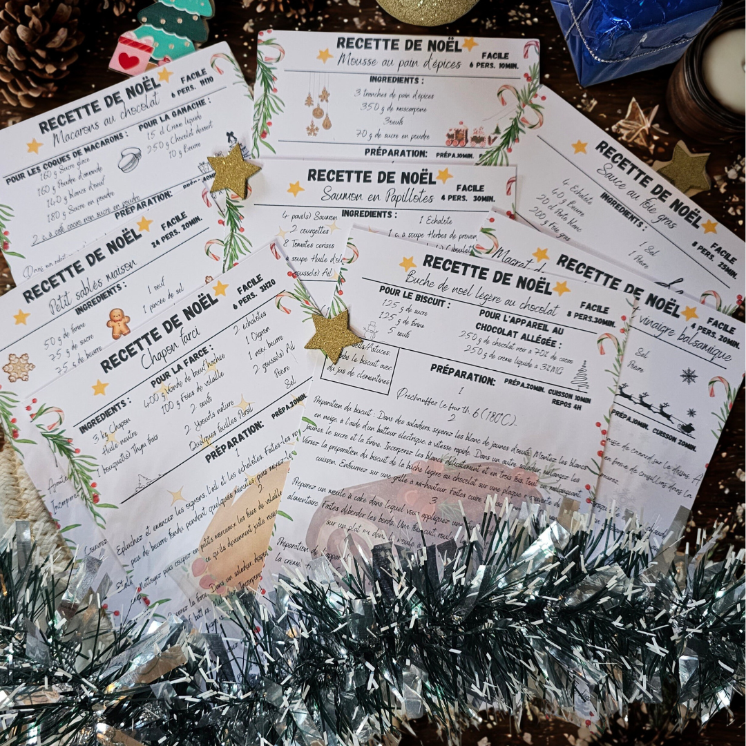 Lot de 8 cartes recettes de Noël – Fiches de cuisine faciles – Image 5