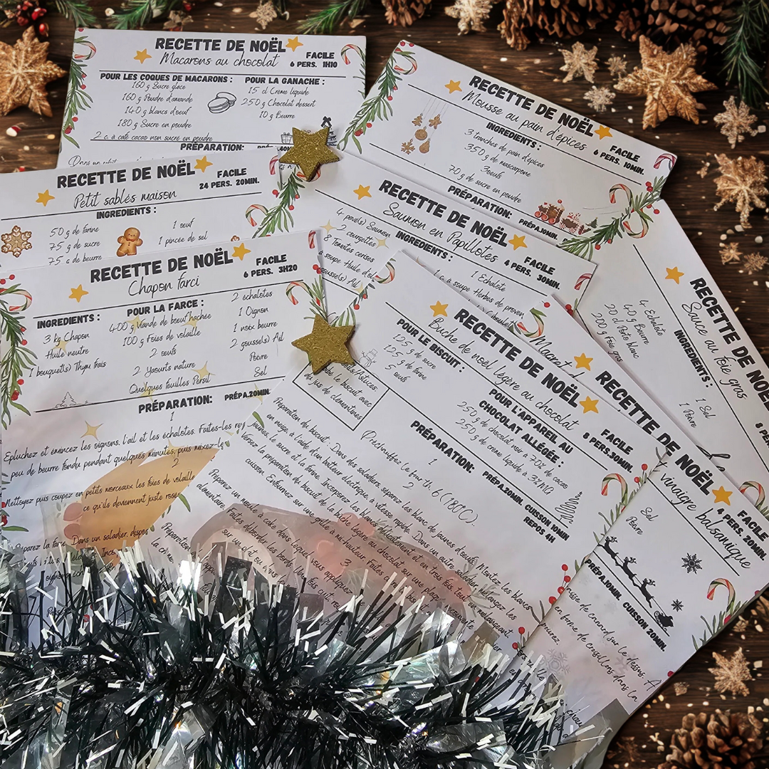 Lot de 8 cartes recettes de Noël – Fiches de cuisine faciles – Image 3