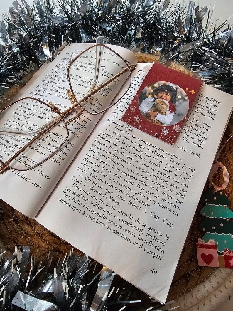 Marque-page de Noël personnalisé avec photo – Cadeau élégant pour lecteur – Image 4