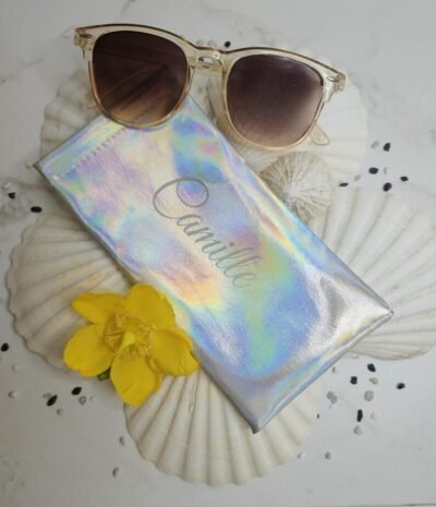 Étui à lunettes souple personnalisé effet arc-en-ciel avec prénom – Csart-Créations