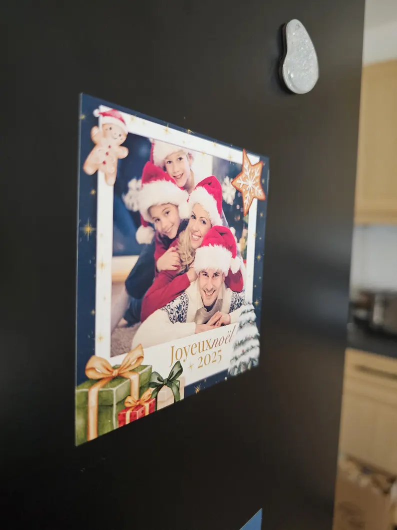 Magnet de frigo spécial noël, photo de famille, à offrir, souvenirs de noël, personnalisable – Image 2
